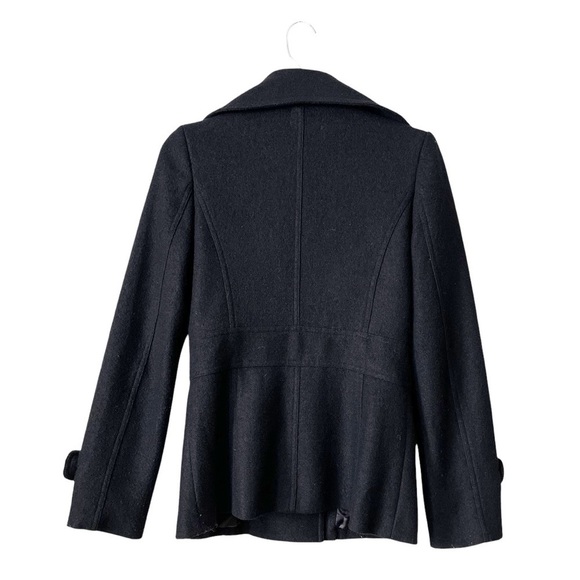 The Impeccable Pig Black Pea Coat Womens Size S Wool Blend Double Breasted Lined - Picture 3 of 6